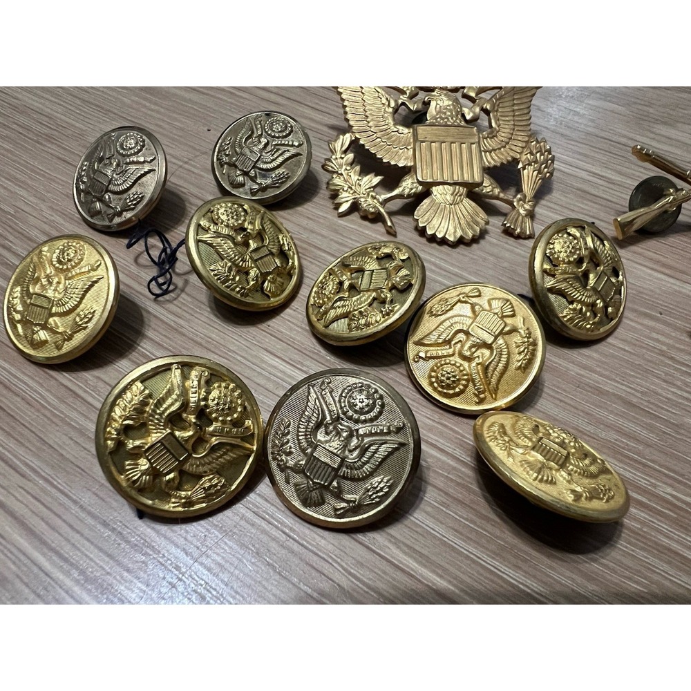 Waterbury US Army Uniform Button Collection Eagle Rifles Cap Military Lot - Picture 3 of 13
